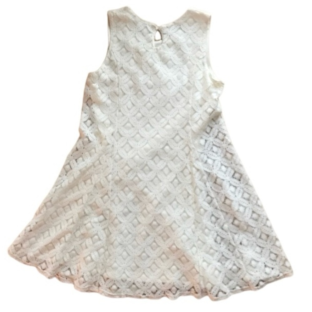 Knitworks Girls 16 Ivory lace overlay sleeveless flared mini dress lined NWOT